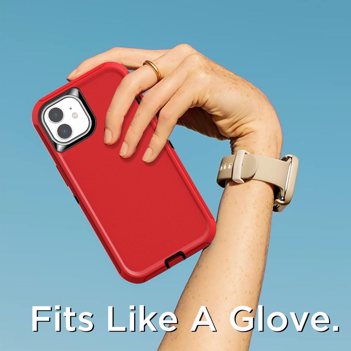 AICase for iPhone 11 Case (6.1), Heavy Duty Drop Protection Rugged Shockproof/Drop/Dust Proof 3-Layer Protective Durable Phone Cover for iPhone 11, Red